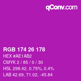 カラーコード: RGB 174 26 178 | qconv.com