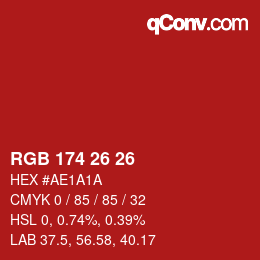 カラーコード: RGB 174 26 26 | qconv.com