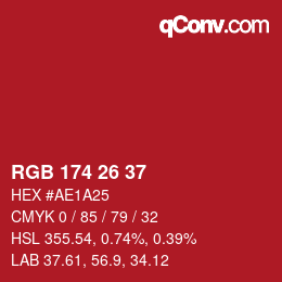 カラーコード: RGB 174 26 37 | qconv.com