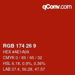 Color code: RGB 174 26 9 | qconv.com