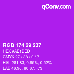 Color code: RGB 174 29 237 | qconv.com