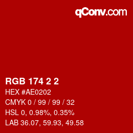 Color code: RGB 174 2 2 | qconv.com