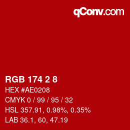 カラーコード: RGB 174 2 8 | qconv.com
