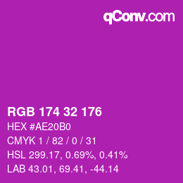 Color code: RGB 174 32 176 | qconv.com