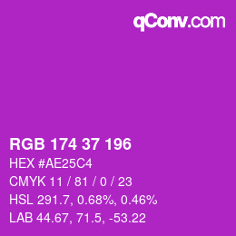 Color code: RGB 174 37 196 | qconv.com