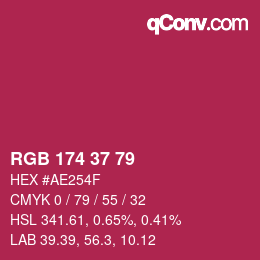 Color code: RGB 174 37 79 | qconv.com