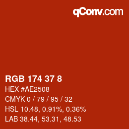 颜色代码: RGB 174 37 8 | qconv.com