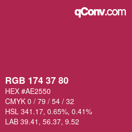 Color code: RGB 174 37 80 | qconv.com