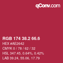 カラーコード: RGB 174 38.2 66.6 | qconv.com