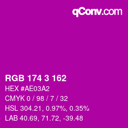 Color code: RGB 174 3 162 | qconv.com