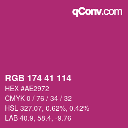 Color code: RGB 174 41 114 | qconv.com