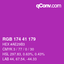 Color code: RGB 174 41 179 | qconv.com