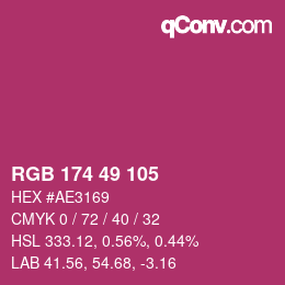 Color code: RGB 174 49 105 | qconv.com