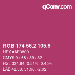 カラーコード: RGB 174 56.2 105.6 | qconv.com