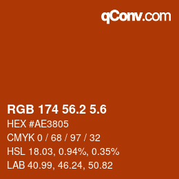 カラーコード: RGB 174 56.2 5.6 | qconv.com