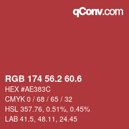 カラーコード: RGB 174 56.2 60.6 | qconv.com