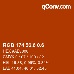 カラーコード: RGB 174 56.6 0.6 | qconv.com