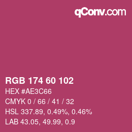 カラーコード: RGB 174 60 102 | qconv.com