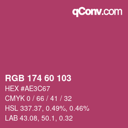 颜色代码: RGB 174 60 103 | qconv.com
