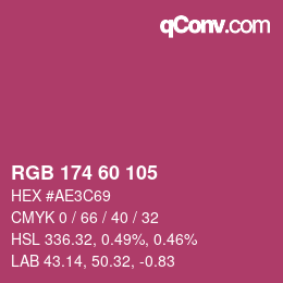 カラーコード: RGB 174 60 105 | qconv.com