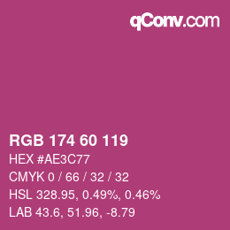 颜色代码: RGB 174 60 119 | qconv.com