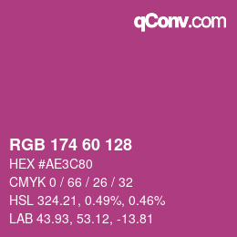 カラーコード: RGB 174 60 128 | qconv.com