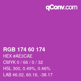 カラーコード: RGB 174 60 174 | qconv.com
