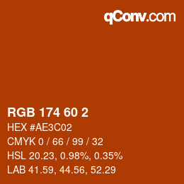 カラーコード: RGB 174 60 2 | qconv.com