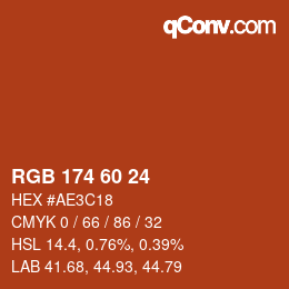 カラーコード: RGB 174 60 24 | qconv.com