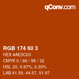 カラーコード: RGB 174 60 3 | qconv.com
