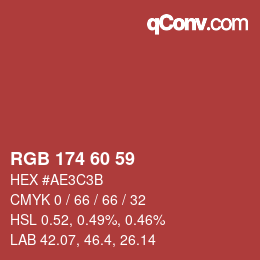 カラーコード: RGB 174 60 59 | qconv.com