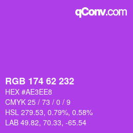 Color code: RGB 174 62 232 | qconv.com