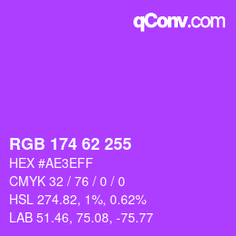 Color code: RGB 174 62 255 | qconv.com
