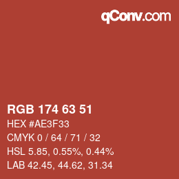 Farbcode: RGB 174 63 51 | qconv.com