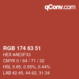 Color code: RGB 174 63 51 | qconv.com