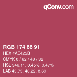 Farbcode: RGB 174 66 91 | qconv.com