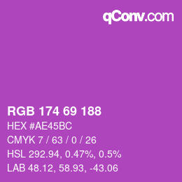 颜色代码: RGB 174 69 188 | qconv.com
