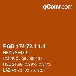 カラーコード: RGB 174 72.4 1.4 | qconv.com
