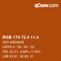 カラーコード: RGB 174 72.4 11.4 | qconv.com