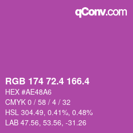 颜色代码: RGB 174 72.4 166.4 | qconv.com