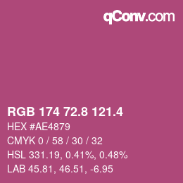 カラーコード: RGB 174 72.8 121.4 | qconv.com