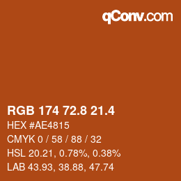 カラーコード: RGB 174 72.8 21.4 | qconv.com