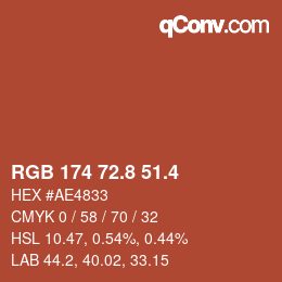 カラーコード: RGB 174 72.8 51.4 | qconv.com