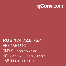 カラーコード: RGB 174 72.8 76.4 | qconv.com