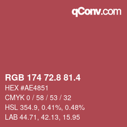 カラーコード: RGB 174 72.8 81.4 | qconv.com