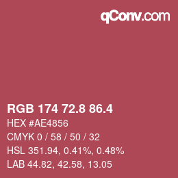 カラーコード: RGB 174 72.8 86.4 | qconv.com