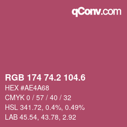 カラーコード: RGB 174 74.2 104.6 | qconv.com
