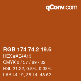 カラーコード: RGB 174 74.2 19.6 | qconv.com