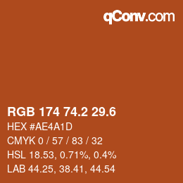 カラーコード: RGB 174 74.2 29.6 | qconv.com