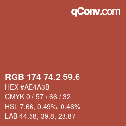 カラーコード: RGB 174 74.2 59.6 | qconv.com